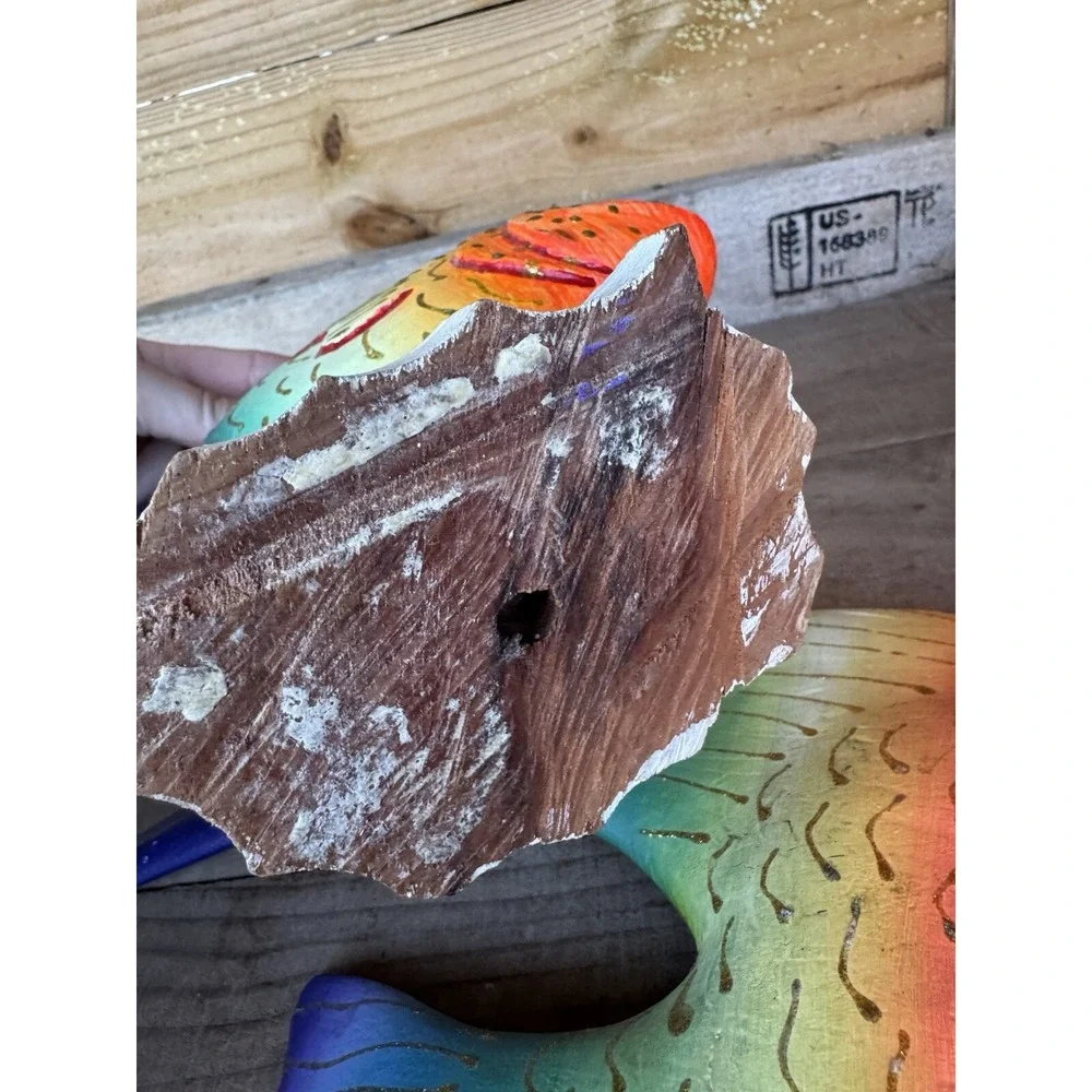 Vintage Wooden Hand Carved‎ Hand Pained Fish Decor Tropical Fish Decor